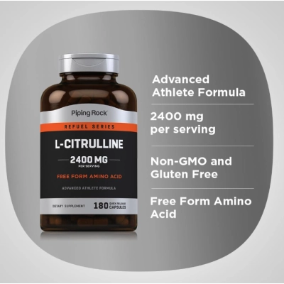 L-Citrulina 2400mg, 180 Cápsulas, PipingRock