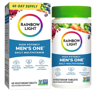 Multivitamínico One Homens, Com Vitamina C, D e Zinco, 60 Comprimidos, Rainbow Light