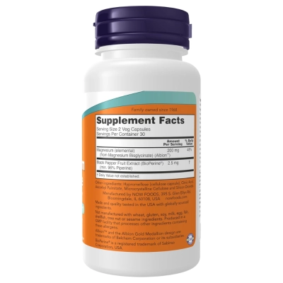 Magnesium Glycinate, 60 Cápsulas, Now