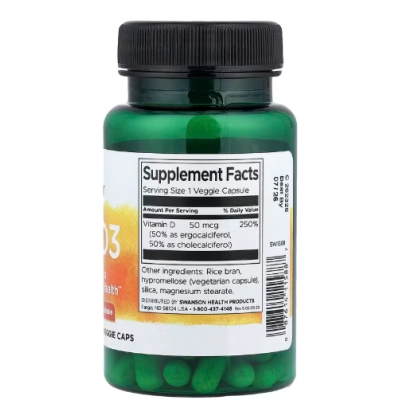 Vitaminas D2 &amp; D3, 60 Veggie Cápsulas, Swanson