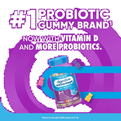 Probiótico Diário Em Gomas com Vitamina D, 80 Gomas, Digestive Advantage
