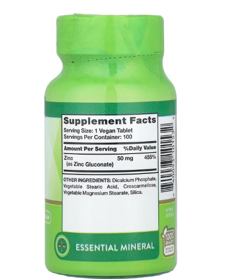 Zinco Quelado 50mg, 100 Comprimidos, Nature's Truth