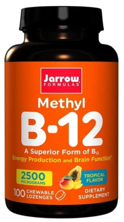 Metil B12 2500mcg, 100 Comprimidos Mastigáveis Sabor Tropical, Jarrow Formulas