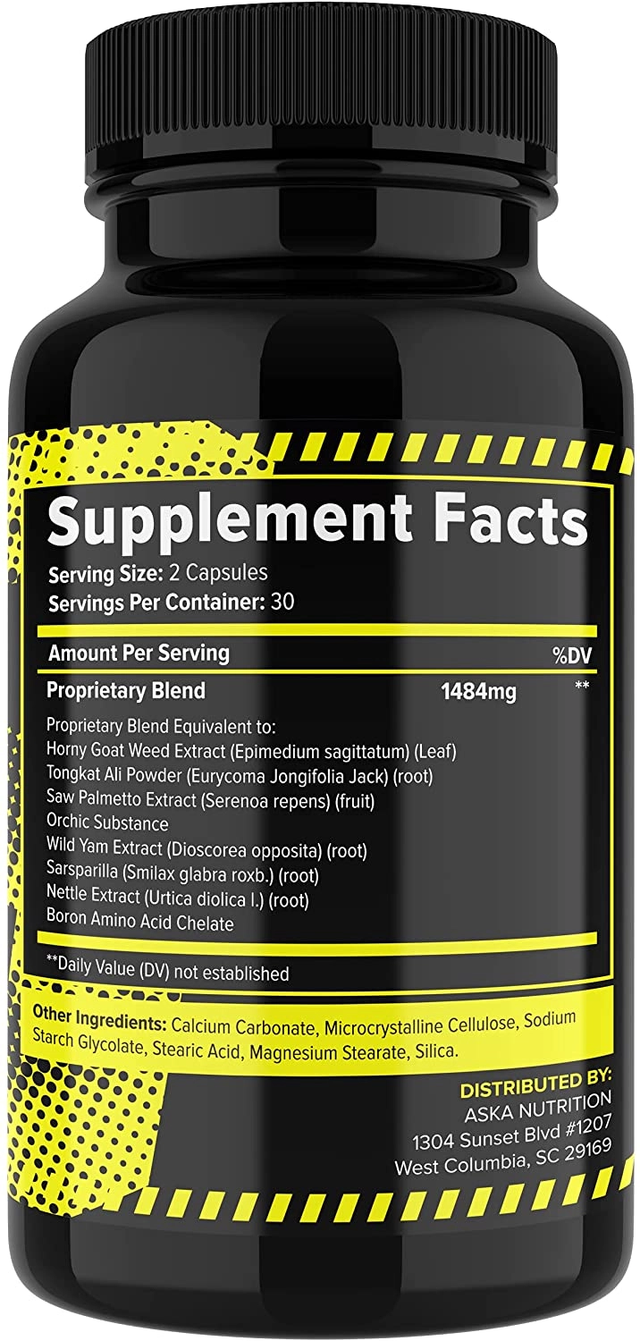 Testosterone Booster, para Homens, 1484mg, 60 Capsulas  AskaNutrition