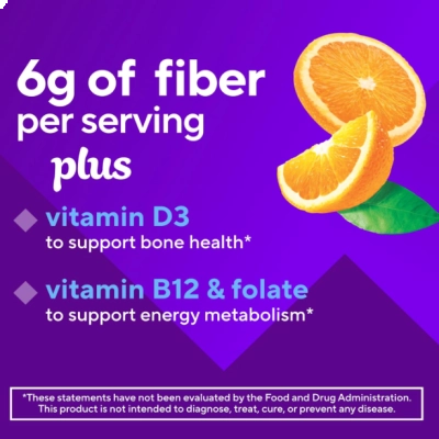 GLP-1 Support Fibras Plus, com vitaminas D, B12 e Ácido Fólico, 90 Gomas Sabor Cítrico sem açúcar, Vitafusion