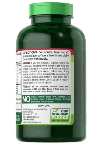 Fish Oil 2000mg, 250 Cápsulas Sabor Limão, Nature's Truth