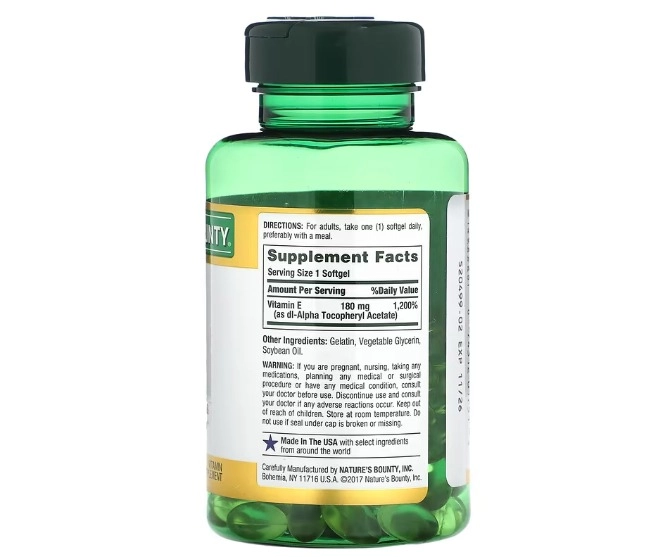 Vitamina E, 180mg, 120 Cápsulas de Liberação Rápida, Nature's Bounty