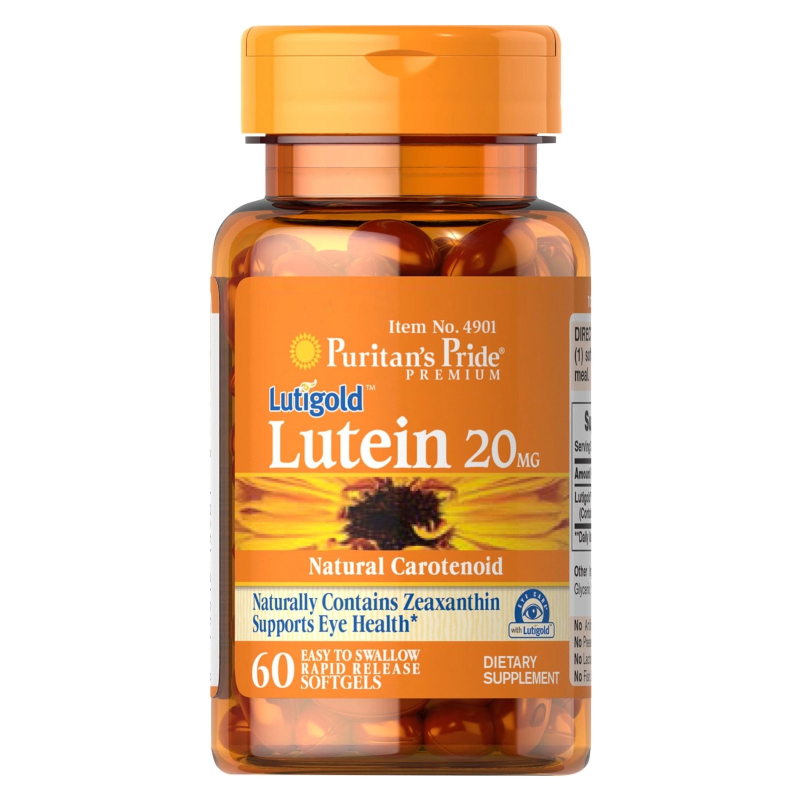 Luteína, 20mg, 60 Cápsulas, Puritans Pride