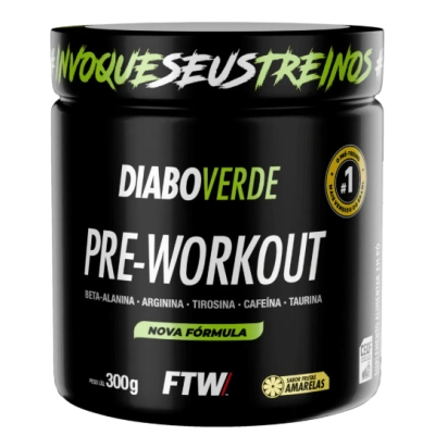 Pré Treino, Diabo Verde Pre-Workout, 300g Sabores, FTW