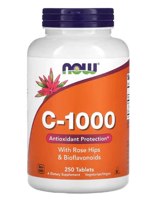 Vitamina C-1000, Com Rosa Mosqueta e Bioflavonóides 250 comprimidos, Now