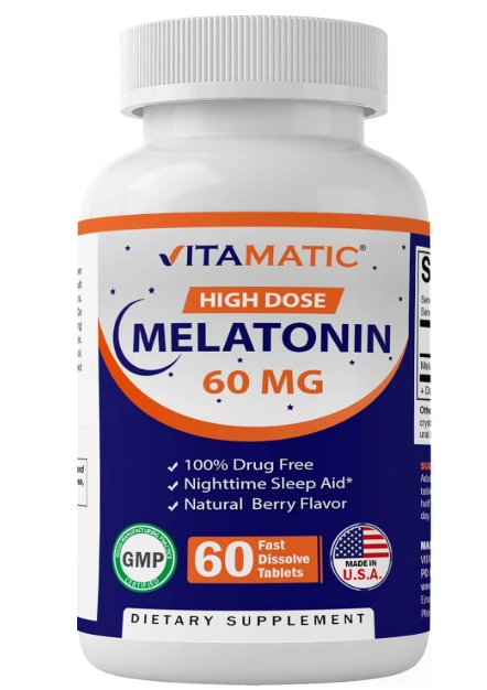 Melatonina 60mg, 60 Comprimidos Sublingual, Sabor Frutas Vermelhas, Vitamatic