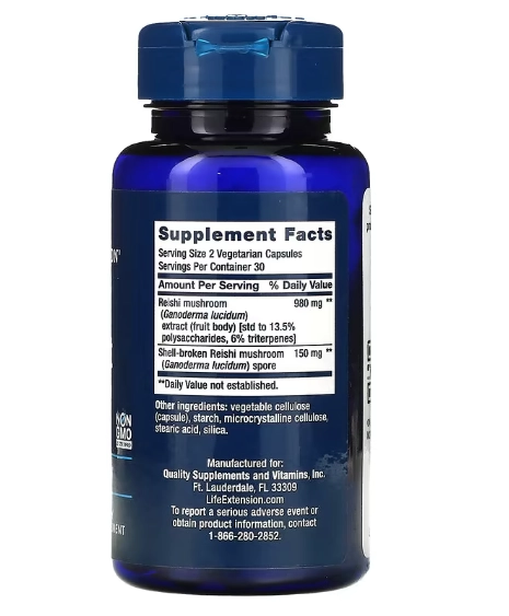Extrato de Cogumelos Reishi, 490mg, 60 Cápsulas, Life Extension