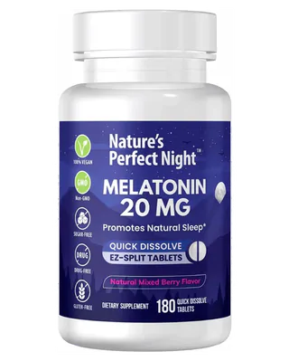 Melatonina 20mg, 180 Comprimidos Sublinguais, Natures Perfect Night