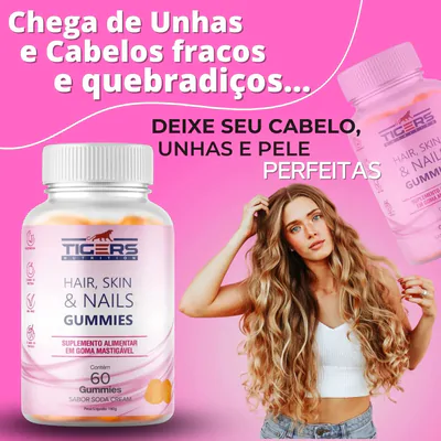 Hair Skin And Nails, 45mcg, 60 gomas, Sabor Soda, Tigers nutrition