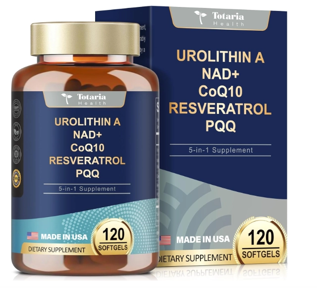 Urolitin 1000mg com NAD+, CoQ10, Resveratrol e PQQ, 120 Softgels, Totaria Health