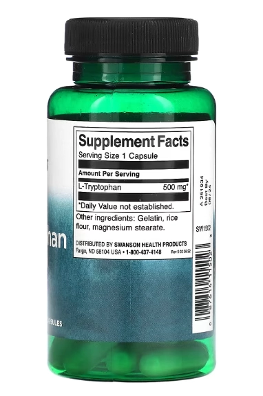 L-Triptofano, 500mg, 60 Cápsulas, Swanson