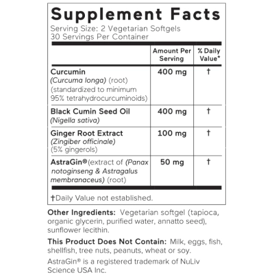 Curcumin 400mg, Curcumina Combate Radicais Livres, 60 Cápsulas, Smarternutrition