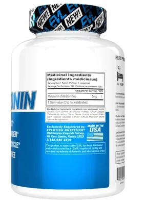 Melatonina 5mg, 100 comprimidos, Evlution Nutrition