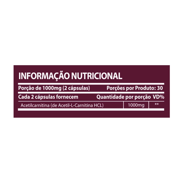 Acetilcarnitina, 1000mg, 60 Cápsulas, Sunfood