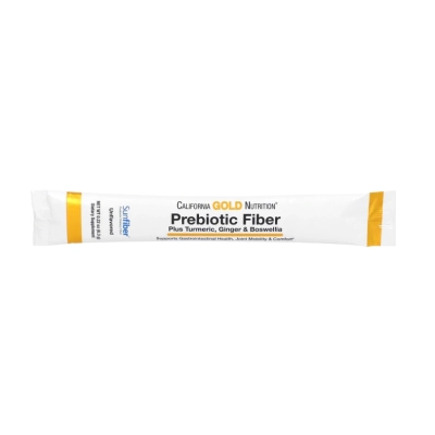 Prebiotic Fiber Plus, Fibra Prebiótica com Cúrcuma, Gengibre e Boswellia, 3 Pacotes de 6,3g Cada, California Gold Nutrit