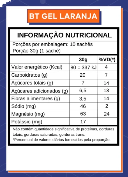 BT Gel, Sabor Laranja, 30g cada, Caixa com 10, Dobro