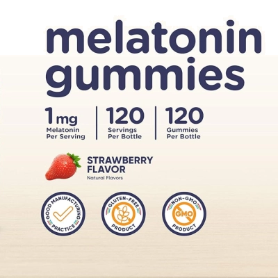 Melatonina Kids, 1mg, 120 Gomas Sabor Morango, Nutricost