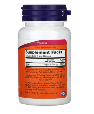 Biotina, 1000mcg, 100 cápsulas, Now