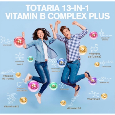 Complexo de Vitaminas B Plus 13 em 1, Energia, Nervos, Imunidade, 120 Capsulas, Totaria Health