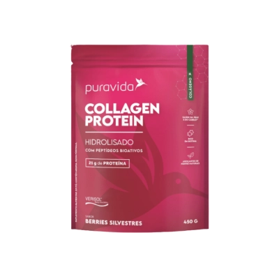 Collagen Protein, 21gr De Proteína Do Colágeno, 450gr, Sabor Berries, Pura vida