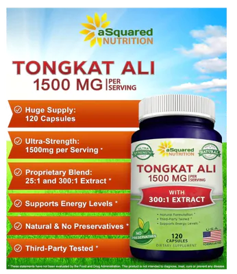 Tongkat Ali 1500mg, 120 Cápsulas, aSquared Nutrition