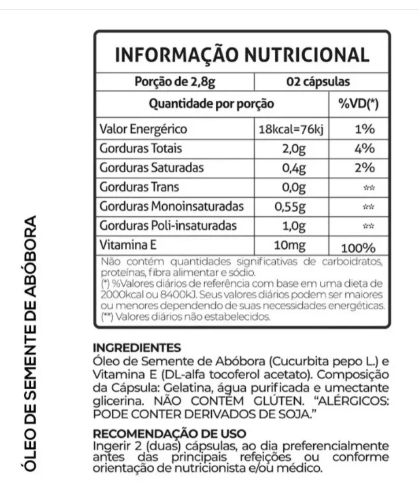 Óleo De Semente Abóbora, 1000mg, Com Vitamina E, 60 Cápsulas, Fitoprime