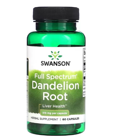 Spectrum Dandelion Root, Raiz de Dente de Leão, 515mg, 60 cápsulas, Swanson