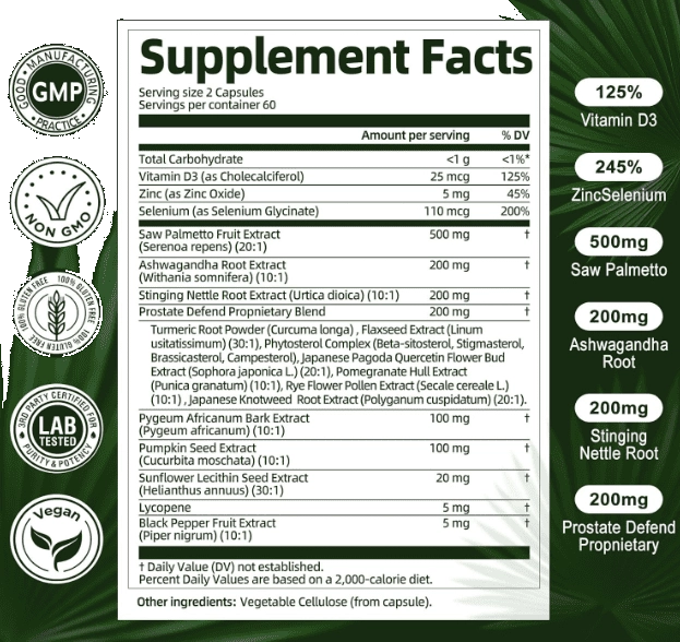 Saw Palmetto Com Ashwagandha, Stinging Nettle e Pumpkin Seed, 120 Capsulas, Totaria Health