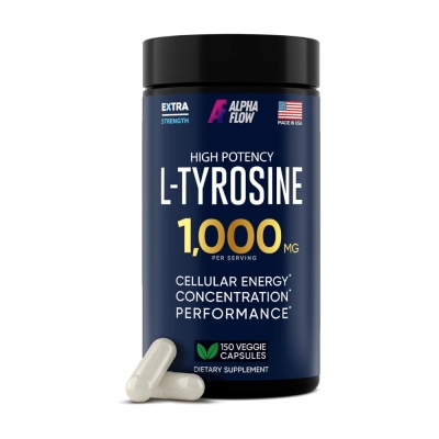 L-Tirosina 1000mg, Foco, Clareza Mental e Energia no Dia a Dia, 150 Cápsulas, Alpha Flow