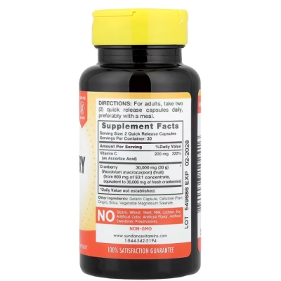 Cranberry 30000mg, 60 Cápsulas de Liberação Rápida, Sundance
