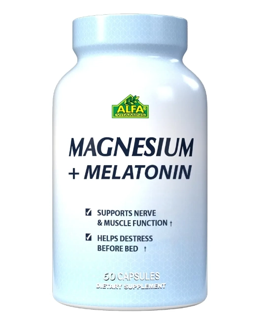 Magnésio + Melatonin 10mg, 60 Capsulas, Alfa Vitamins