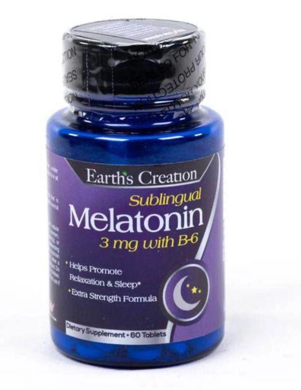 Melatonina 3mg, com vitamina B6, 60 Tablets Sublingual, Earth's Creation