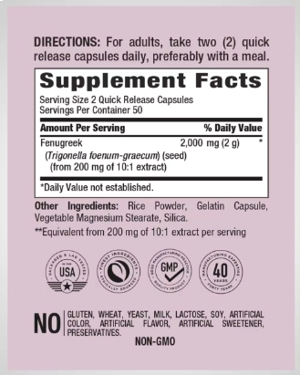 Fenugreek (Feno-grego), 2000mg, 100 cápsulas, Pipingrock
