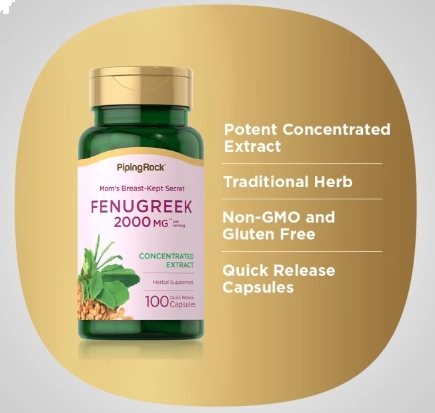 Fenugreek (Feno-grego), 2000mg, 100 cápsulas, Pipingrock