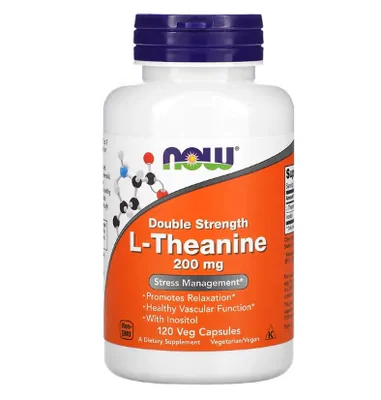 L-Theanine, Dosagem Dupla, 200 mg, 120 Cápsulas, Now