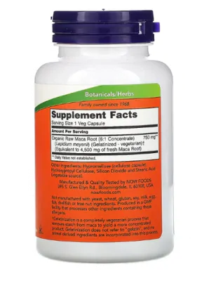 Maca, 750 mg, 30 Cápsulas, Now