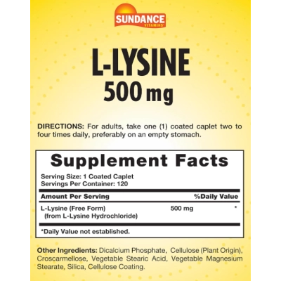 L-Lisina 500mg, 120 Comprimidos, Sundance