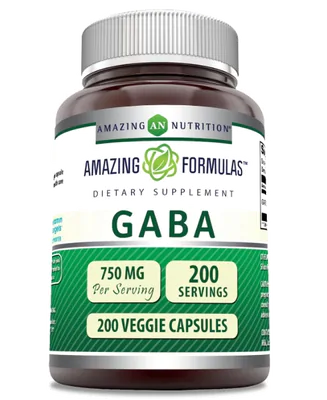 GABA 750mg, 200 Cápsulas, Amazing Formulas