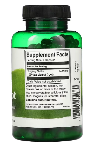 Extrato de raiz de urtiga, 500mg, 100 cápsulas, Swanson