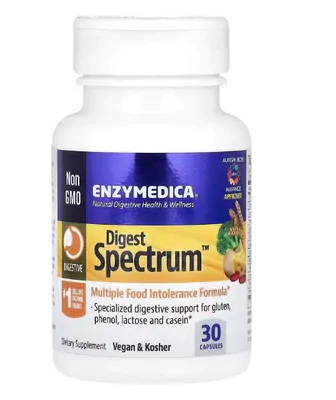 Digest Spectrum, Fórmula para Intolerância Alimentar Múltipla, 30 Cápsulas, Enzymedica
