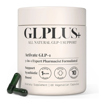 GLPLUS+, Suporte Natural de GLP-1, Auxílio no Controle da Fome e no Metabolismo, 60 Cápsulas, Plus+Ultra