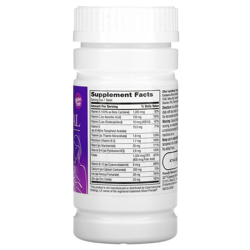 Multivitaminico Prenatal, com ácido fólico, 60 comprimidos, 21St Century