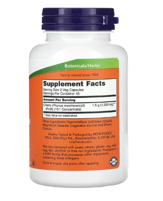 Concentrado de Cereja, Concentrate Cherry, 750mg, 90 Cápsulas, Now