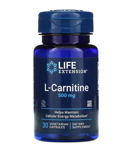 L-Carnitina, 500mg, 30 Cápsulas, Life Extension