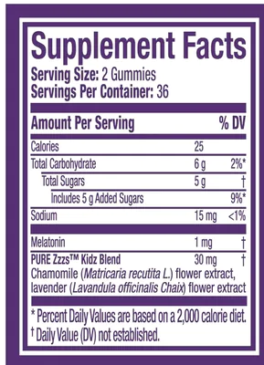 Melatonina Kids, PURE Zzzs Kidz, Camomila E Lavanda, 48 Gomas, Vicks